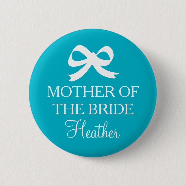 Turquoise Mother of the bride button for wedding (Front)