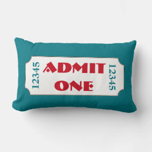 Turquoise Movie Ticket Cinema Pillow