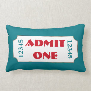 Turquoise Movie Ticket Cinema Pillow