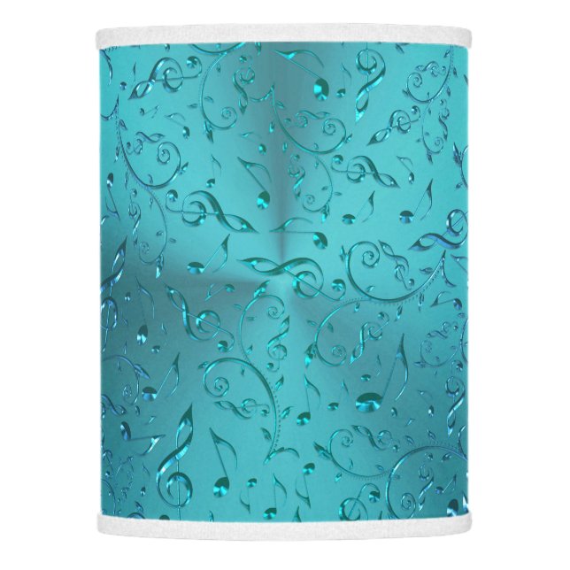 Turquoise Music Notes Metallic Lampshade (Front)