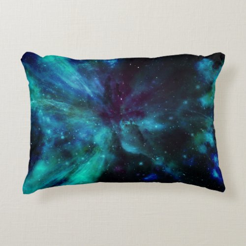 Turquoise N Purple Nebula Accent Pillow