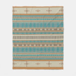 Turquoise Native Tribal Pattern Fleece Blanket