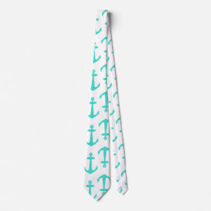 Turquoise Nautical Anchor Neck Tie