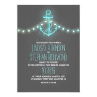 turquoise nautical chalkboard anchor wedding card