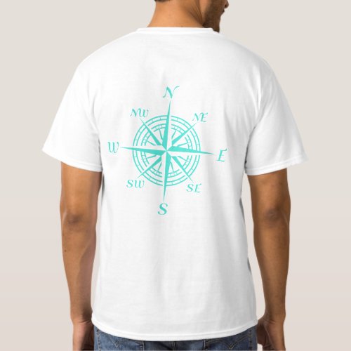 Turquoise Nautical Compass Rose T_Shirt