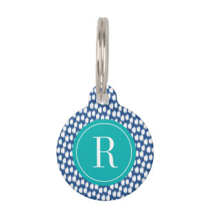 Turquoise & Navy Animal Print Pet Tag