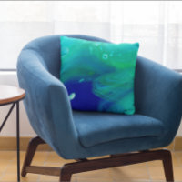 Turquoise Navy Blue Fluid Art Swirls Marbling