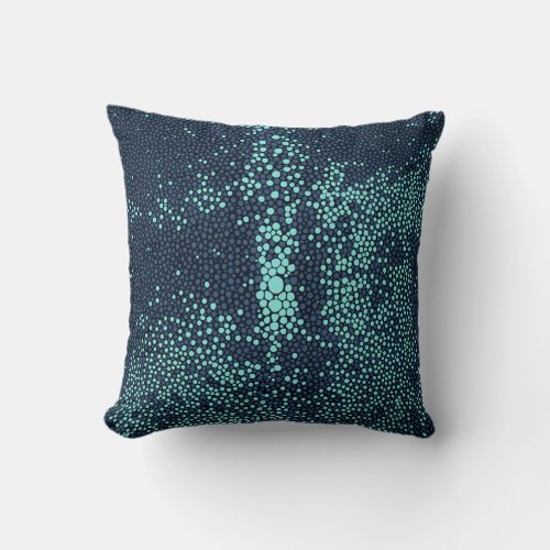 Turquoise  Navy blue Shagreen Throw Pillow