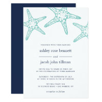 Turquoise & Navy Starfish Wedding Invitation