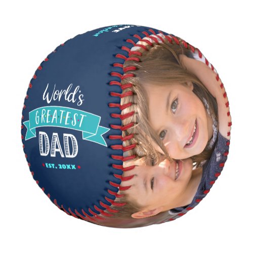 Turquoise Navy Worlds Greatest Dad Typography Baseball