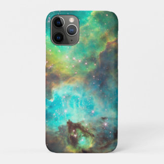 Turquoise Nebula and Stars in Space iPhone 11 Pro Case
