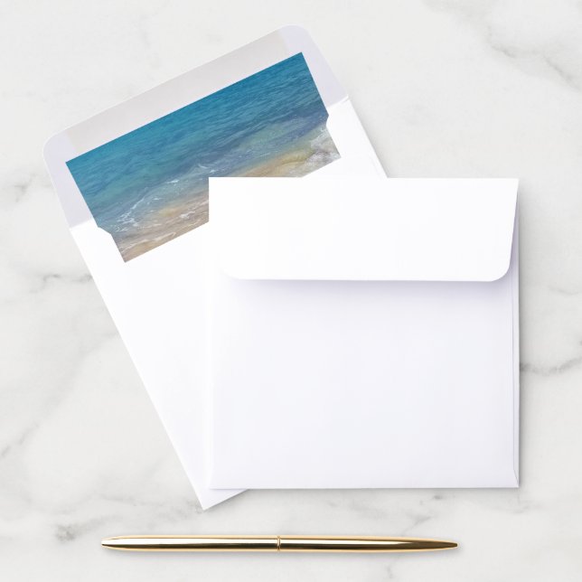 Turquoise ocean and seashore envelope liner (Desk)