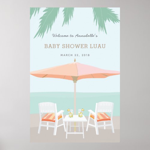 Turquoise Ocean Baby Shower Luau Banner Poster