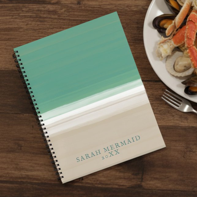 Turquoise Ocean Beach Modern Recipe Book (Add your name to this modern ocean beach recipe book)