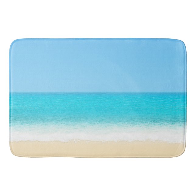 Turquoise Ocean Beach Ombre Bath Mat (Front)