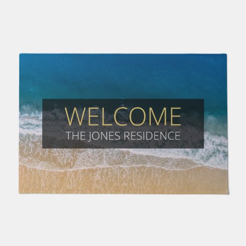Turquoise Ocean Florida Sandy Beach Typography Doormat