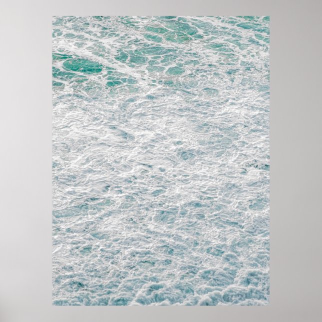 Turquoise Ocean Foam - Bright Coastal Water Photog Poster (Front)