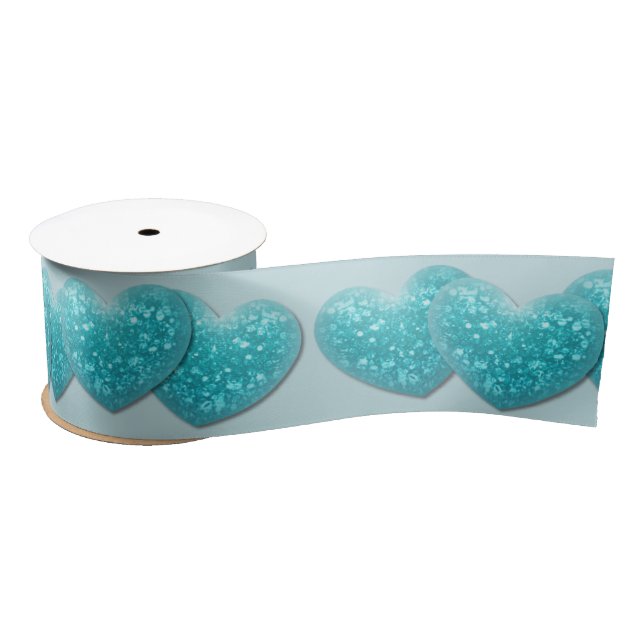 turquoise ocean hearts ribbon (Spool)