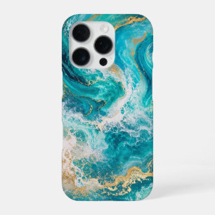 Turquoise Ocean Marble iPhone 16 Pro Case