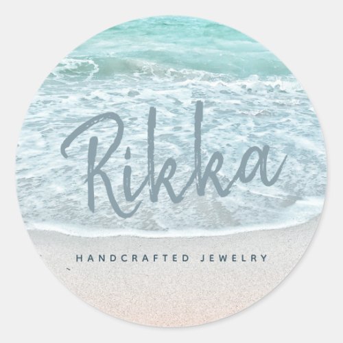 Turquoise Ocean Sandy Beach Handmade Jewelry Classic Round Sticker