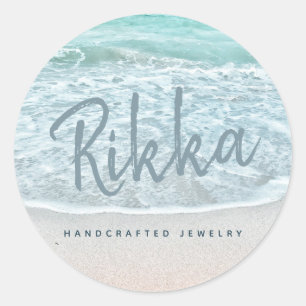 Turquoise Ocean Sandy Beach Handmade Jewelry Classic Round Sticker