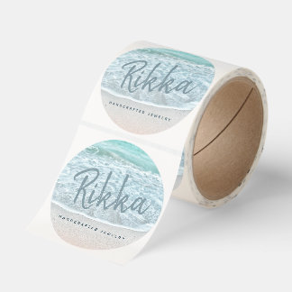 Turquoise Ocean Sandy Beach Handmade Jewelry Classic Round Sticker