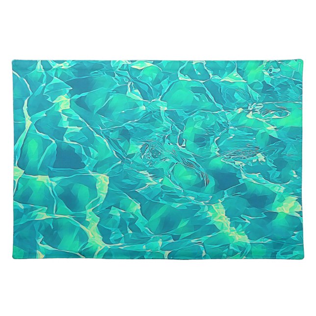 Turquoise Ocean Theme Pattern Cloth Placemat (Front)