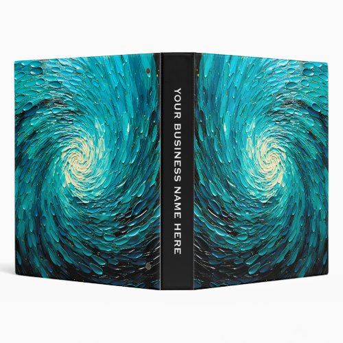 Turquoise Ocean Vortex Abstract 3 Ring Binder