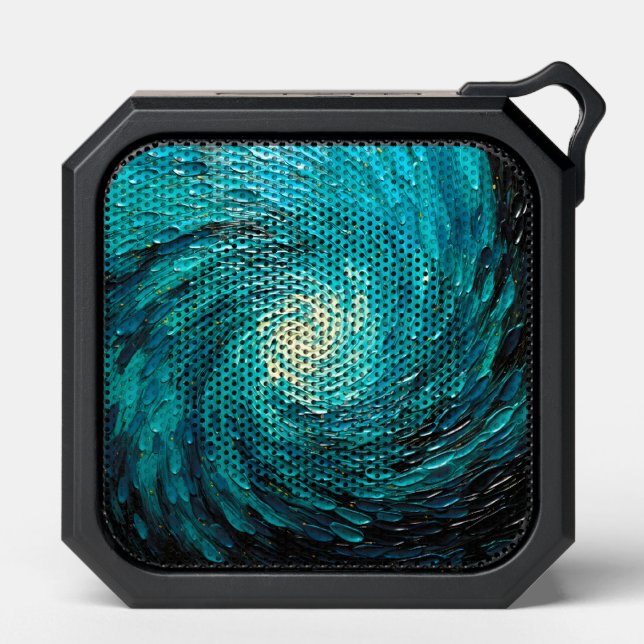 Turquoise Ocean Vortex Abstract Bluetooth Speaker (Front)