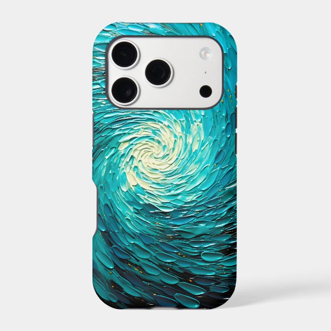 Turquoise Ocean Vortex Abstract Case-Mate iPhone Case (Back)