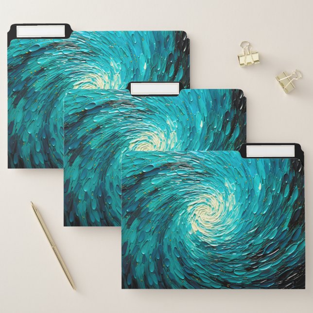 Turquoise Ocean Vortex Abstract File Folder (Set)