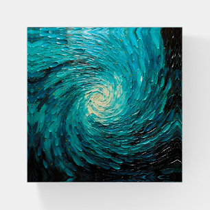 Turquoise Ocean Vortex Abstract Paperweight