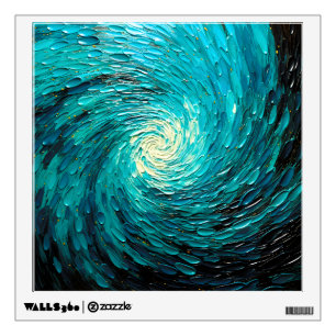 Turquoise Ocean Vortex Abstract Wall Decal