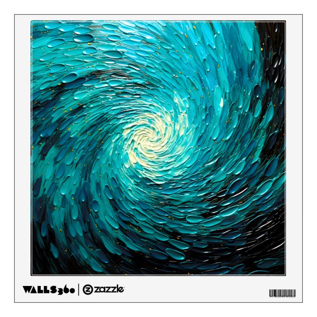 Turquoise Ocean Vortex Abstract Wall Decal (Front)