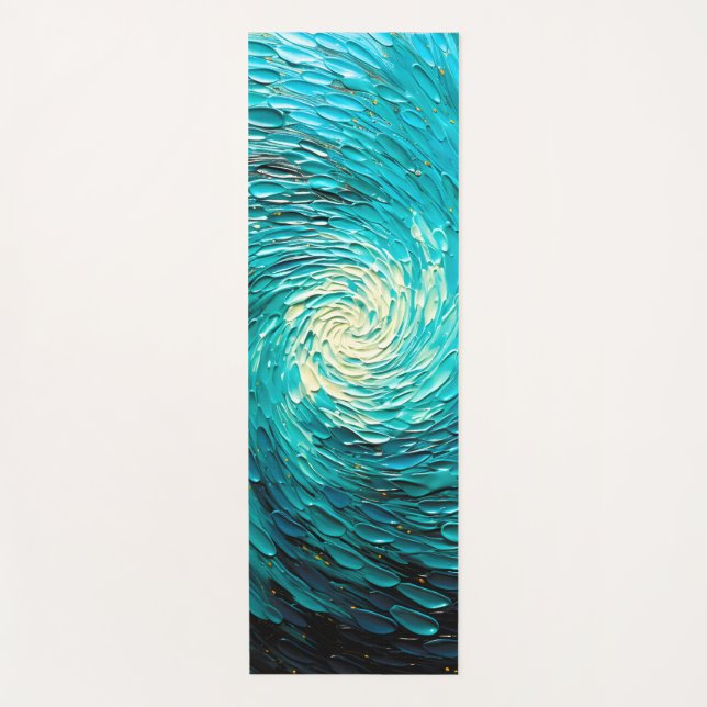 Turquoise Ocean Vortex Abstract Yoga Mat (Front)