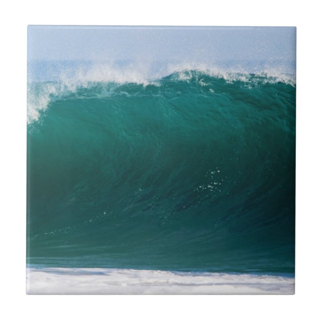 Turquoise Ocean Wave Ceramic Tile (Front)