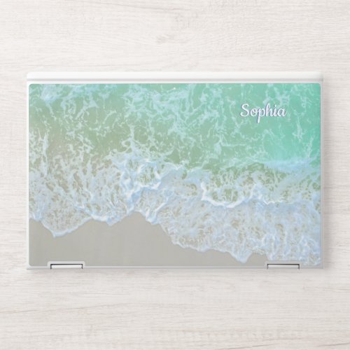Turquoise Ocean Wave Personalize Name or Monogram HP Laptop Skin