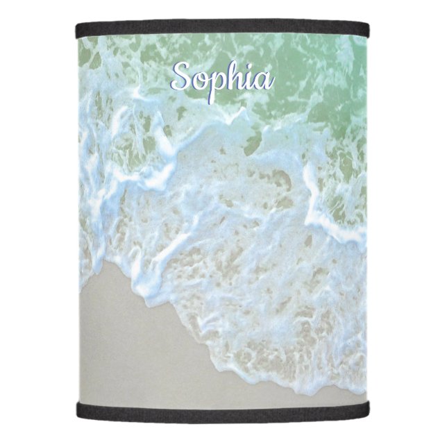 Turquoise Ocean Wave, Personalize Name or Monogram Lamp Shade (Front)