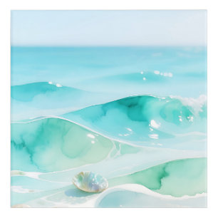 Turquoise Ocean Wave Seashell Acrylic Print