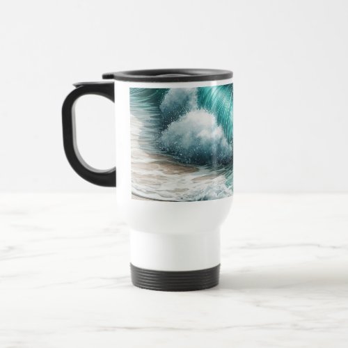 Turquoise Ocean Wave Travel Mug