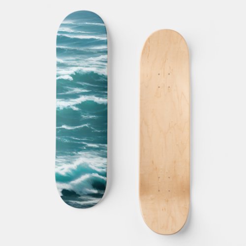 Turquoise Ocean Waves Choppy Surf Skateboard