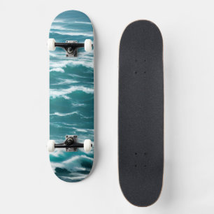 Turquoise Ocean Waves Choppy Surf Skateboard