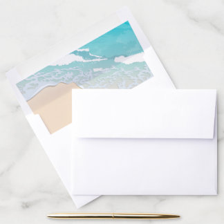Turquoise Ocean Waves Coastal Wedding Stationery Envelope Liner