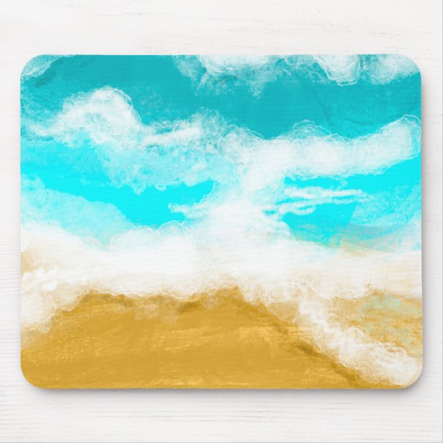 Turquoise Ocean Waves Hitting the Sand   Mouse Pad (Front)