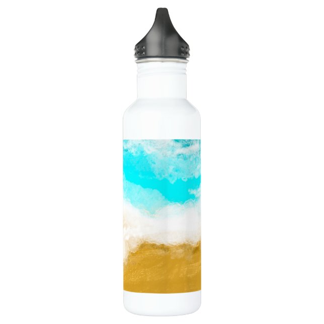 Turquoise Ocean Waves Hitting the Sand   Stainless Steel Water Bottle (Left)