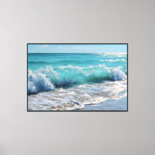 Turquoise Ocean Waves on Beach Abstract Wall Art