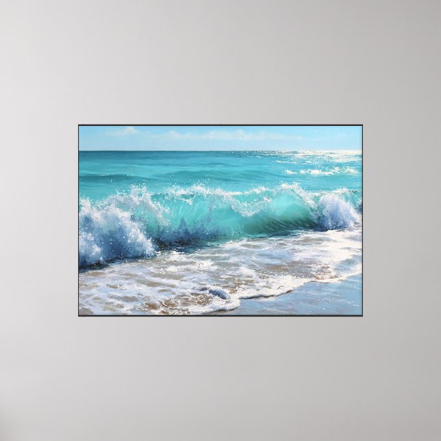 Turquoise Ocean Waves on Beach Abstract Wall Art (Front)