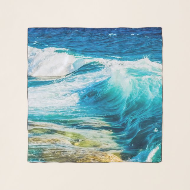 Turquoise Ocean Waves Scarf (Front)