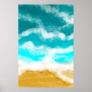 Turquoise Ocean Waves Seaside Coastal Poster