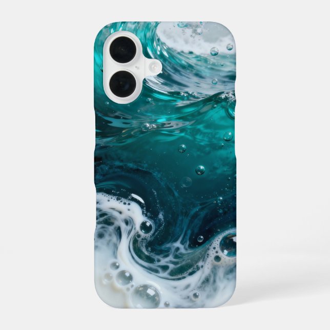 Turquoise Oceanic Resin Swirl iPhone Case (Back)